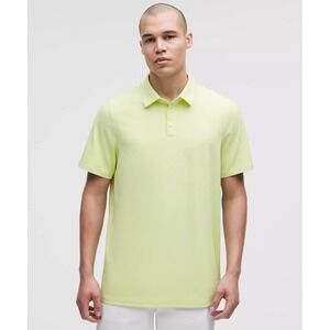 Lululemon Mens Evolution Polo Shirt Electric Lime Yellow Mesh Short Sleeve Small